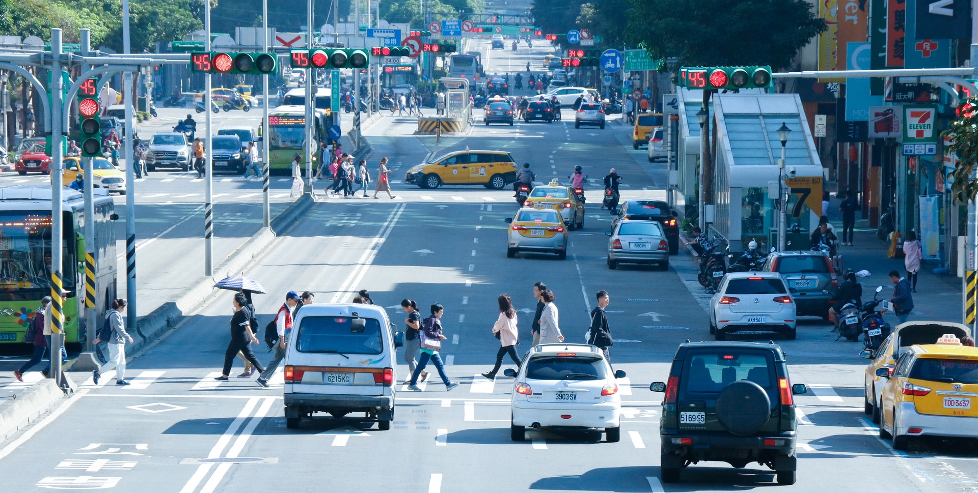 assorted-color cars on road